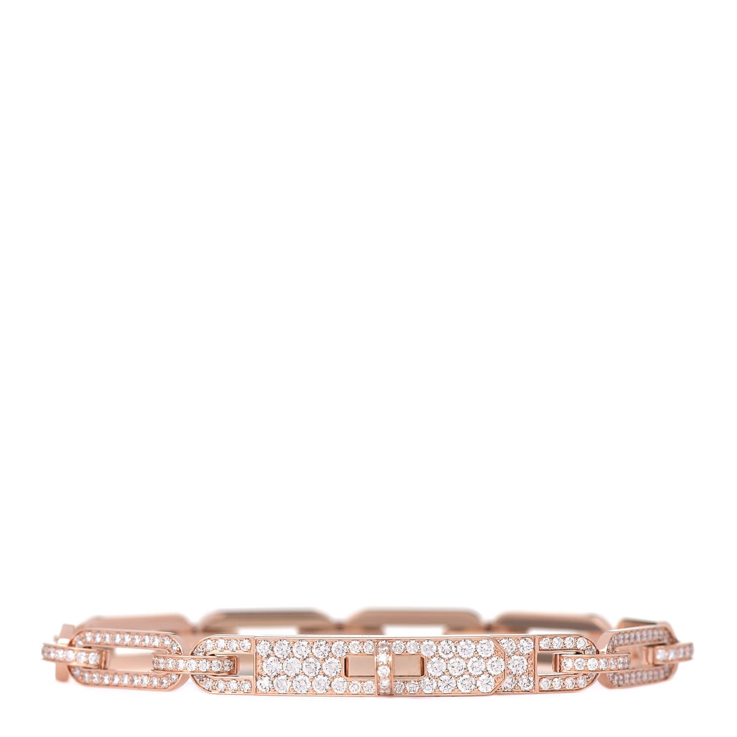 18K Rose Gold Diamond Full Pave PM Kelly Chaine Bracelet SH