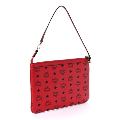 MCM Visetos Liz Shopper Tote Pouch Ruby Red 3 of 10