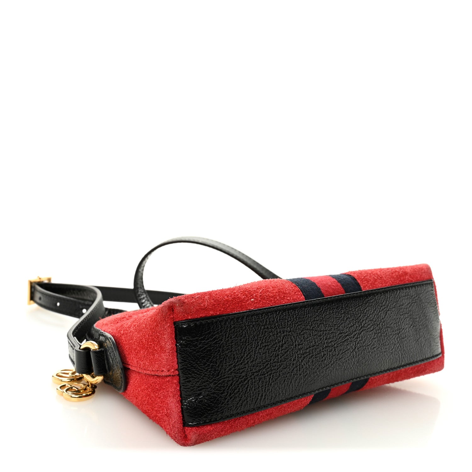 Gucci Suede Patent Web GG Small Ophidia Dome Shoulder Bag Hibiscus Red 4 of 10