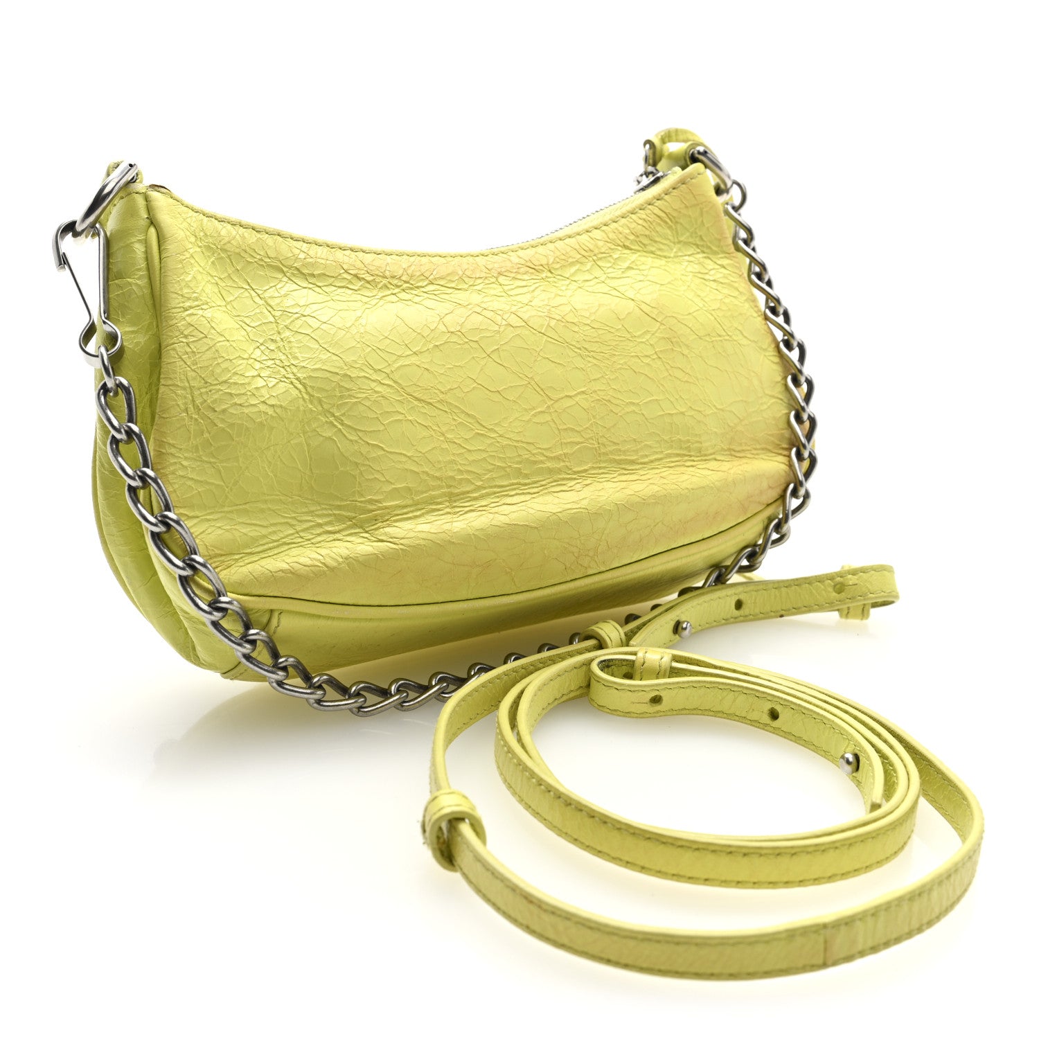 Balenciaga Agneau Arena Le Cagole Mini Purse With Chain Lime 3 of 9