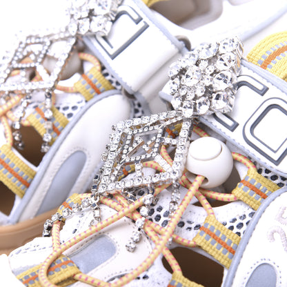 Gucci Mesh Fabric Tinsel Sport Sandals 37.5 White Silver 13 of 18