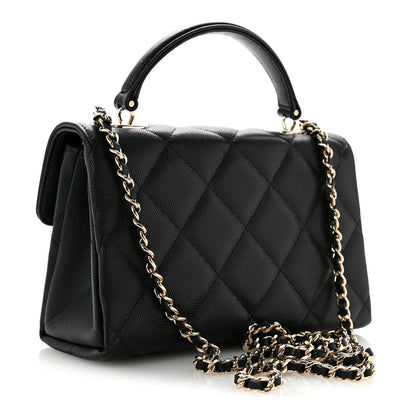Chanel Caviar Quilted Retro Mini Twist Top Handle Clutch Flap Black 3 of 12