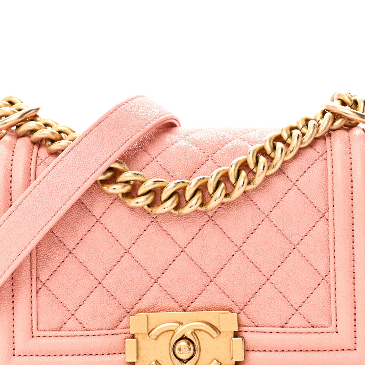 Caviar Quilted Small Boy Flap Pink