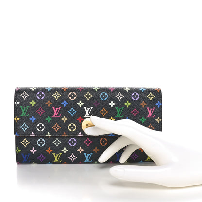 Louis Vuitton Monogram Multicolor Sarah Wallet Black Violet 2 of 9