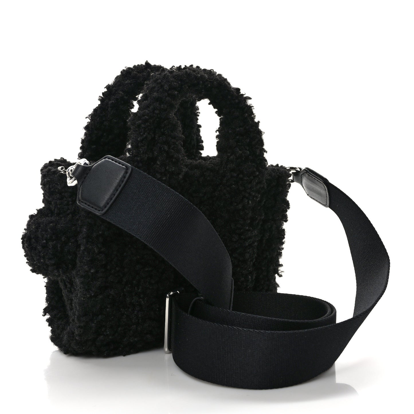 Polyester Cotton Mini The Teddy Traveler Tote Bag Black