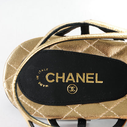 Chanel Crumpled Calfskin Camellia Pearl Thong Sandals 40 Gold 8 of 8