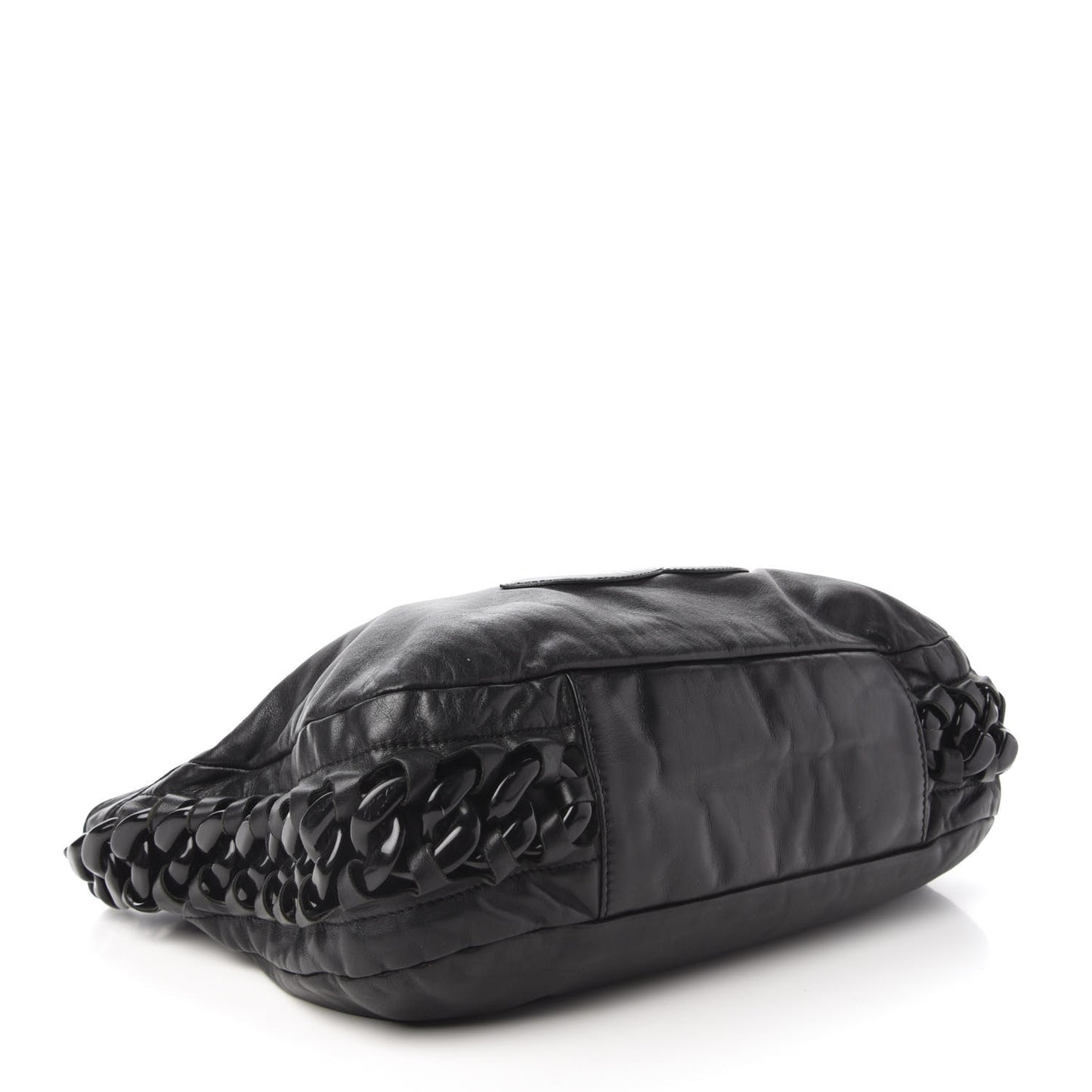 Calfskin Modern Chain Rhodoid Hobo Black