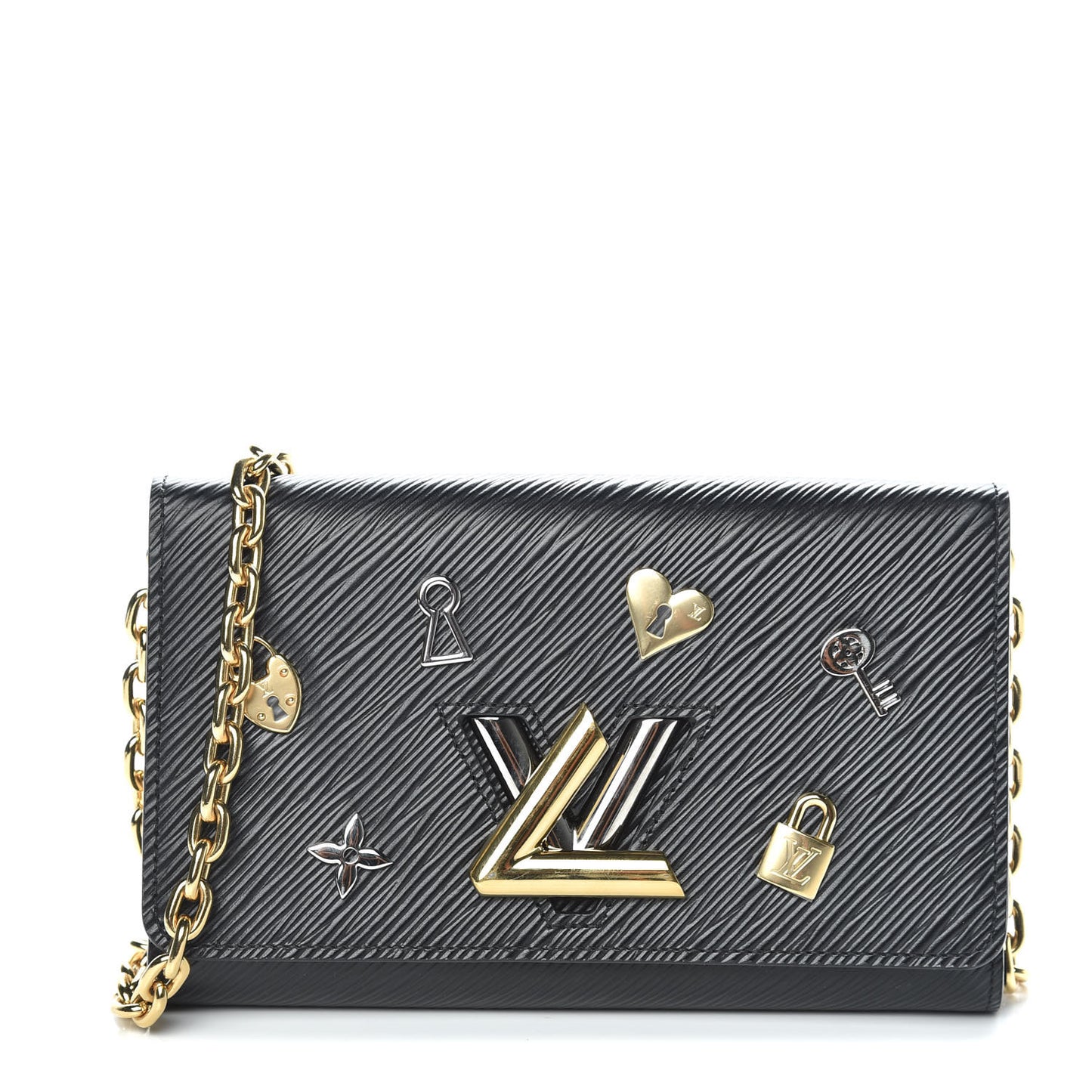 Epi Love Lock Twist Chain Wallet Black