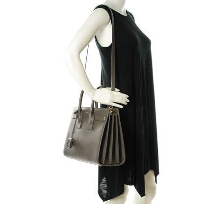 Saint Laurent Grained Calfskin Small Sac de Jour Carryall Earth 2 of 7