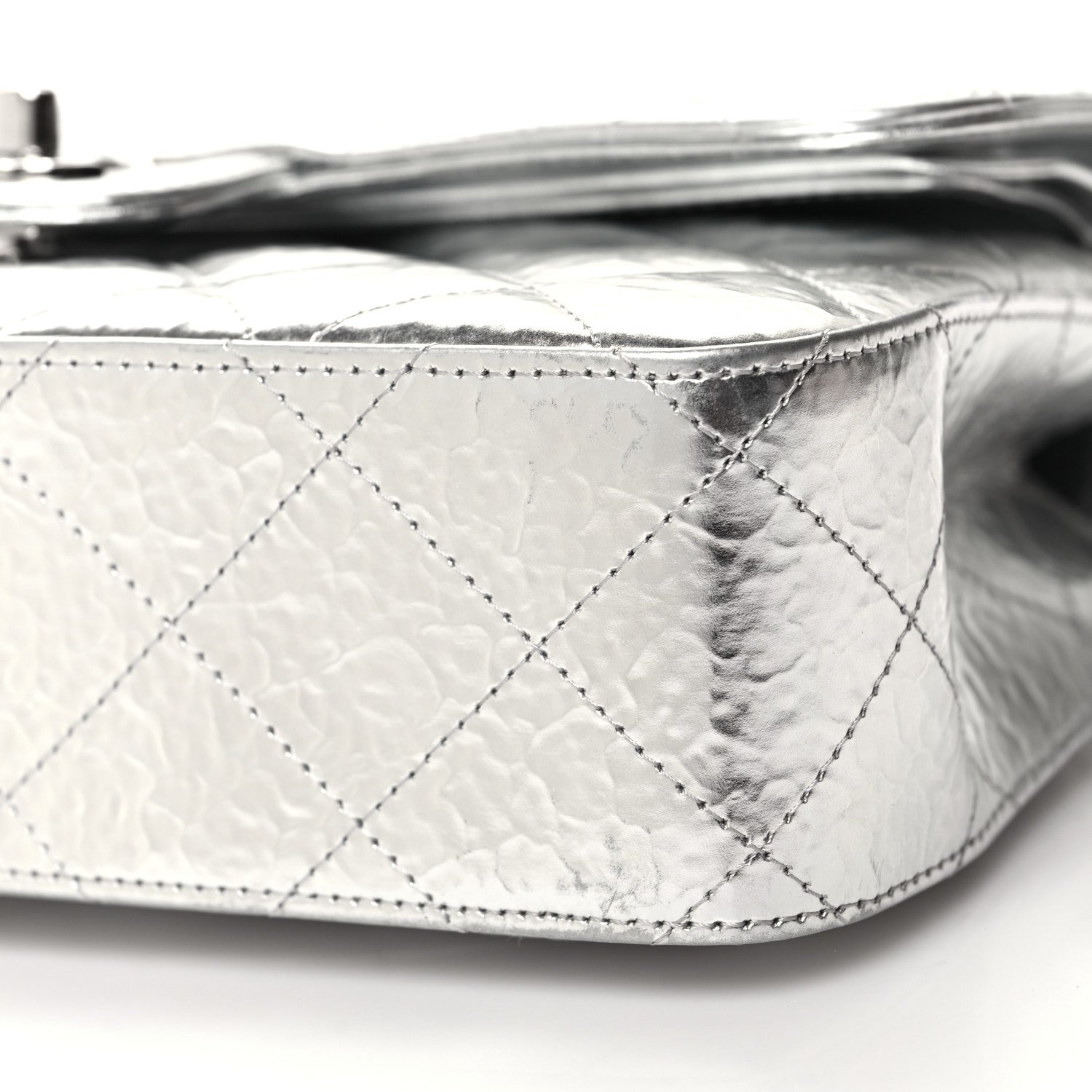 Chanel Hammered Metallic Calfskin Quilted Small Double Flap Silver 12 of 13