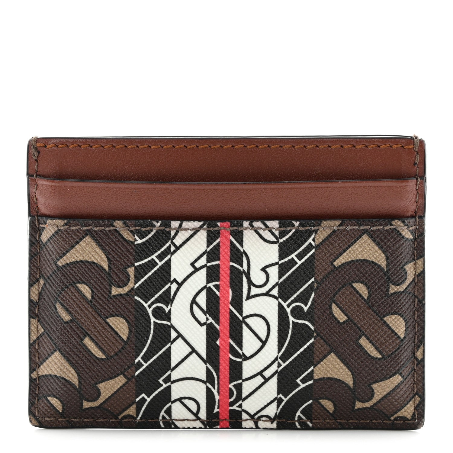 Burberry E-Canvas Monogram Stripe Card Case Bridle Brown 1 of 11