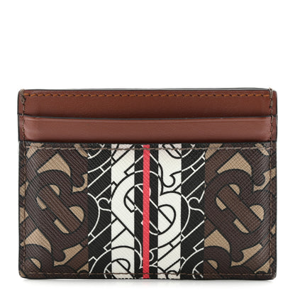 Burberry E-Canvas Monogram Stripe Card Case Bridle Brown 1 of 11
