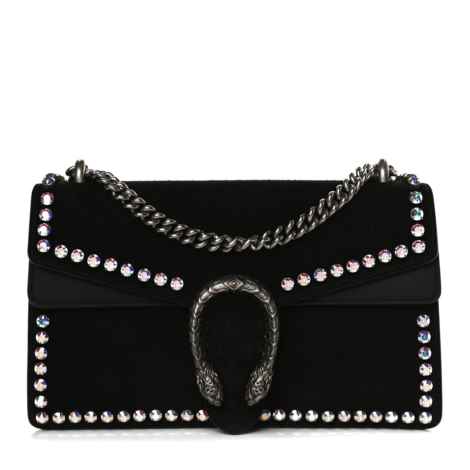 Gucci Suede Crystal Small Dionysus Shoulder Bag Black 1 of 14