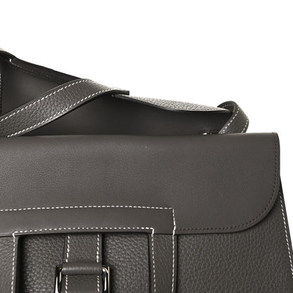 Hermes Taurillon Clemence Halzan 31 GM Etain 10 of 12