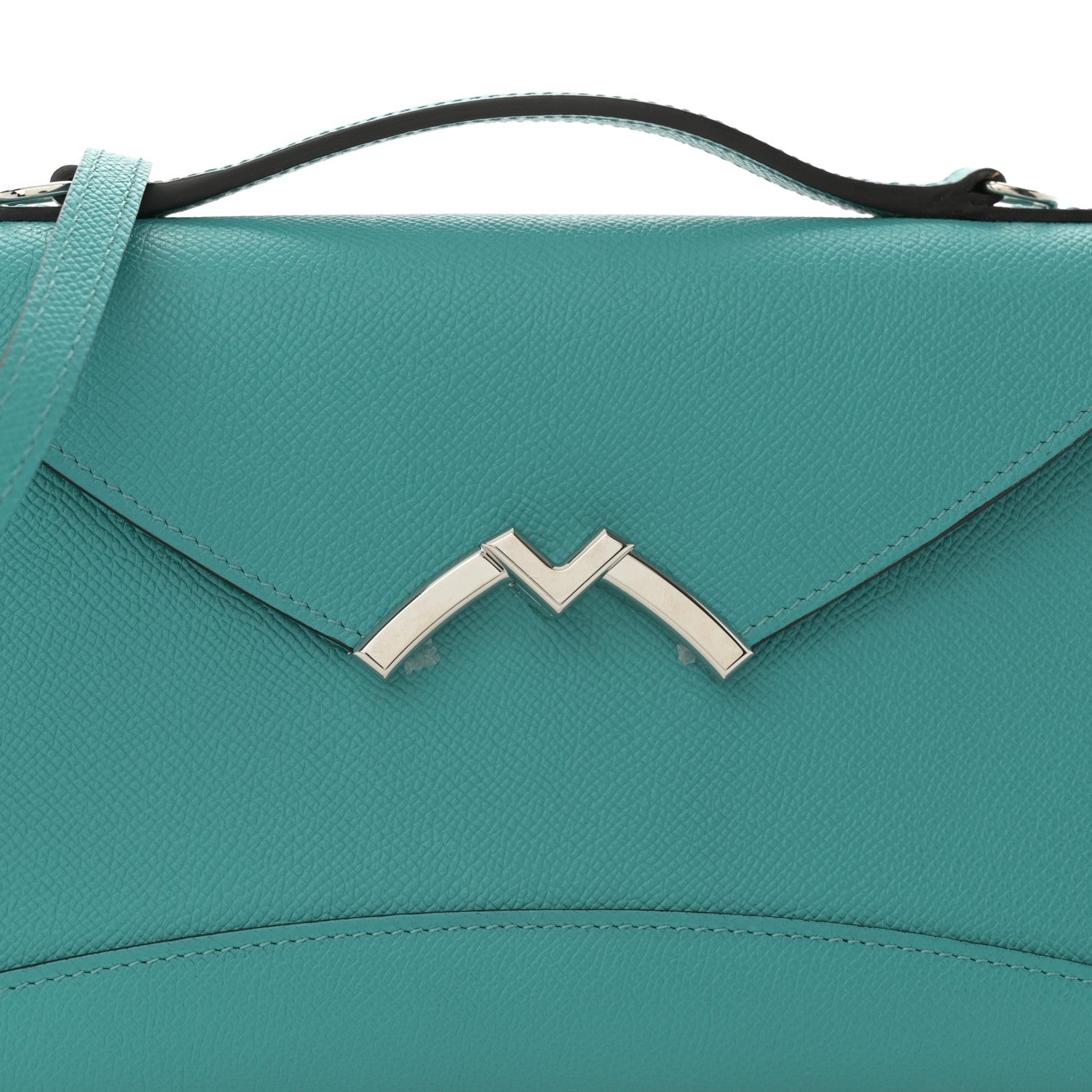 Moynat Carat Calfskin Gabrielle Clutch Turquoise 8 of 10