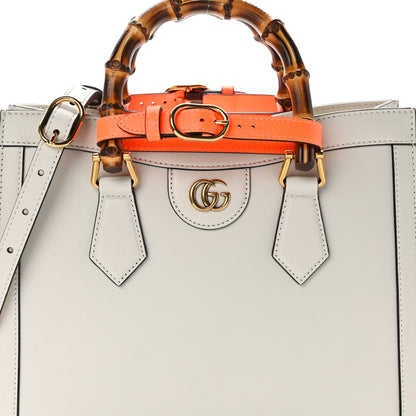 Gucci Wonka Grain Calfskin Small Diana Tote Bag Mystic White Orange Fluo 8 of 12