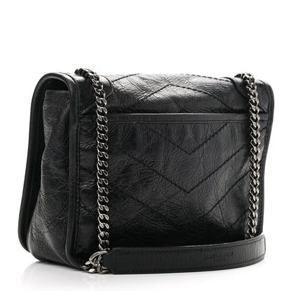 Saint Laurent Crinkled Calfskin Matelasse Monogram Niki Chain Wallet Black 3 of 12