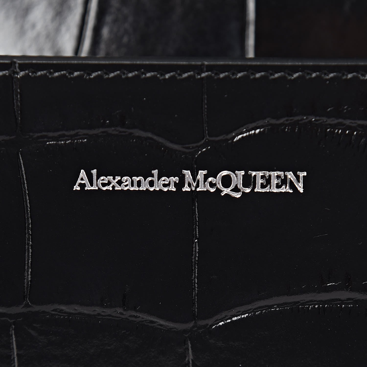 Alexander McQueen Calfskin Crocodile Embossed Knuckle Shoulder Bag Black 7 of 10