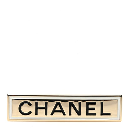 Chanel Metal Enamel Logo Brooch Gold 1 of 4