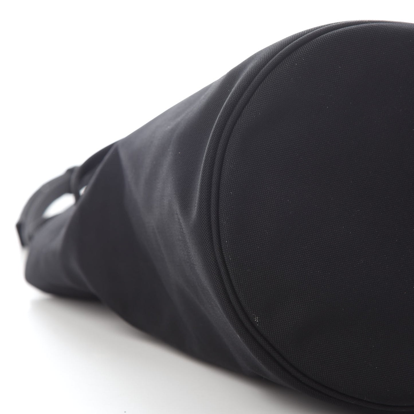 Recycled Sport Nylon Logo Embroidered Wheel Drawstring Bucket Bag Black