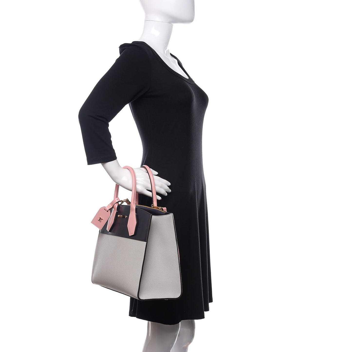 Calfskin City Steamer MM Gris Antartica Navy Rose Doux