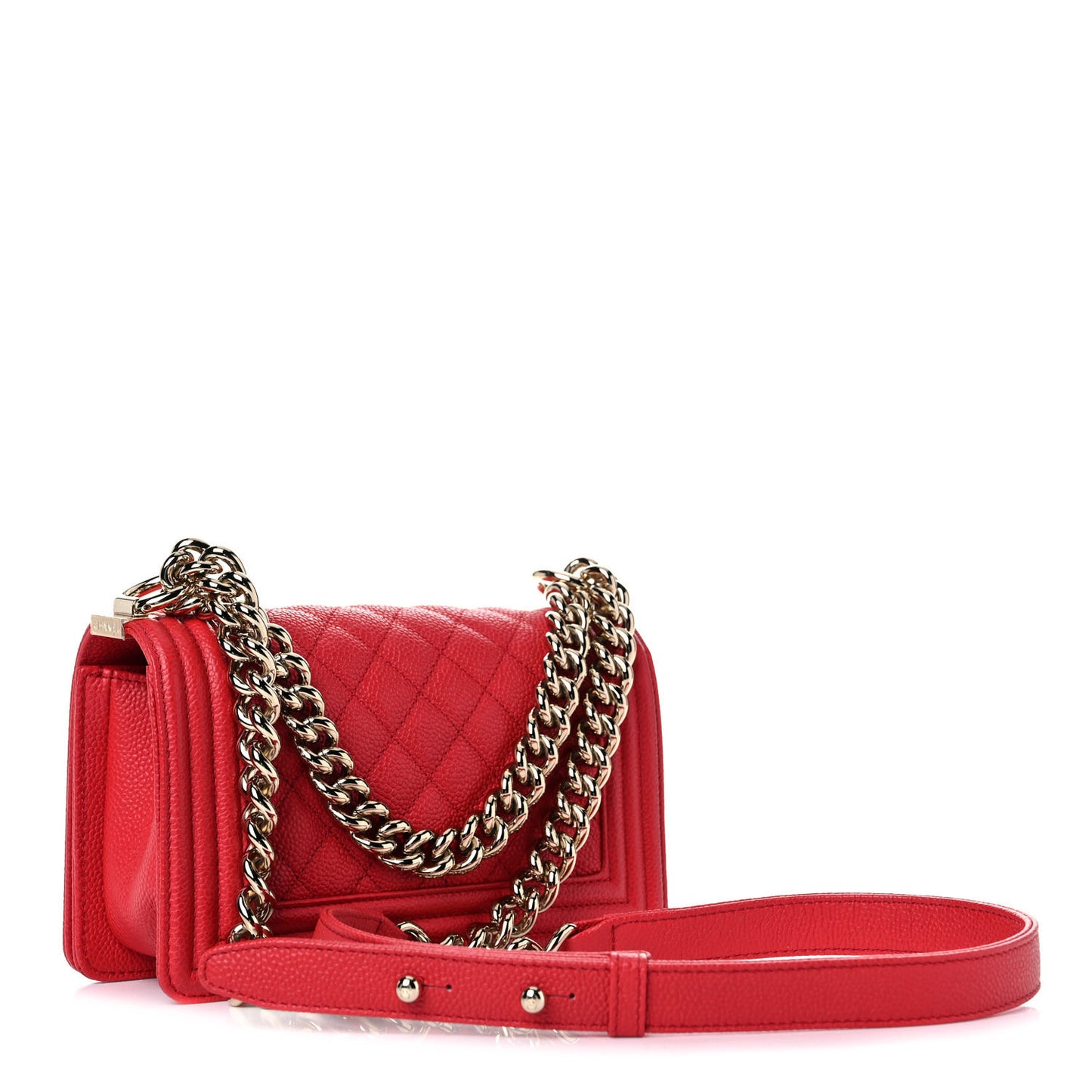 Caviar Quilted Small Boy Flap Red