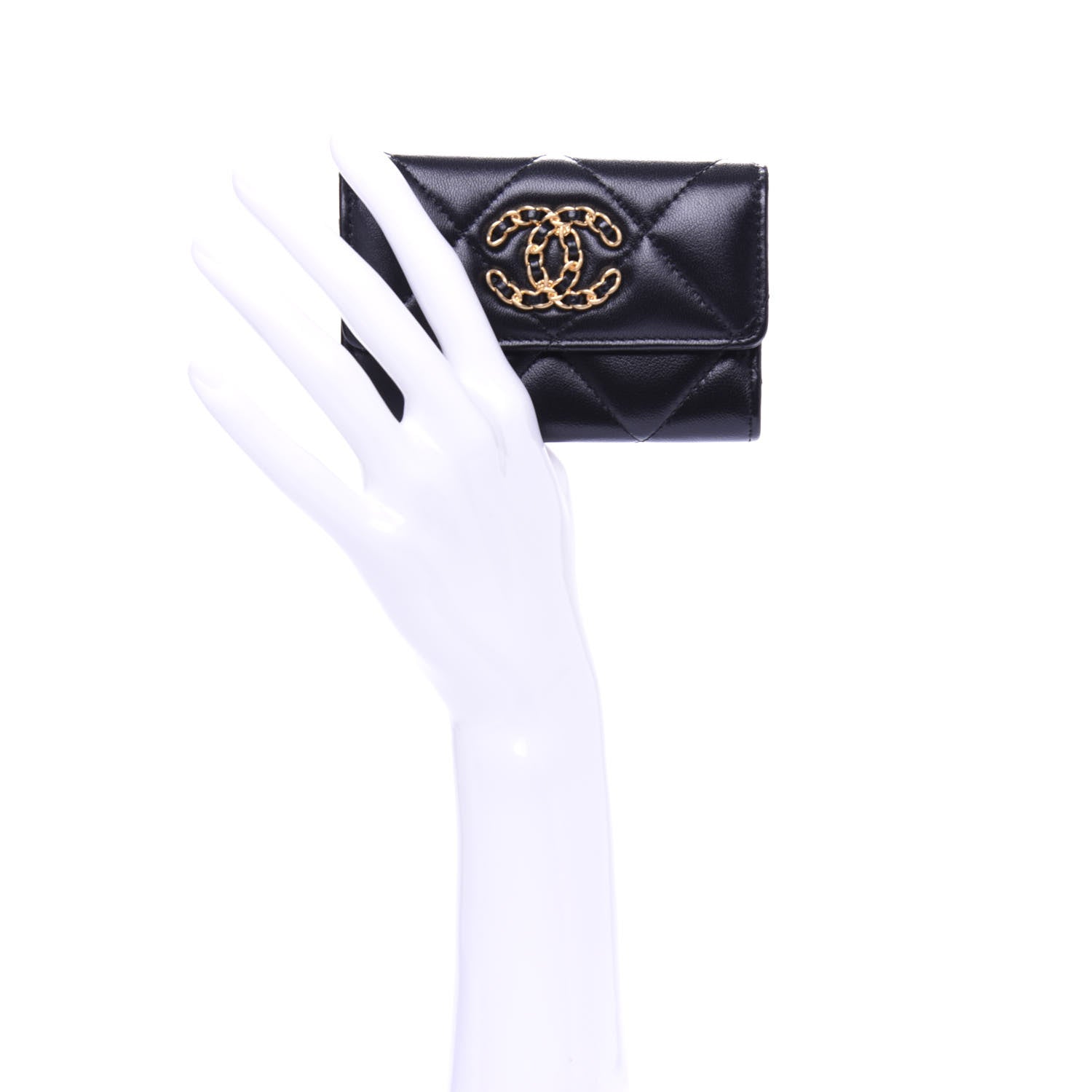 Chanel Lambskin Quilted 19 Flap Card Holder Black 2 of 9