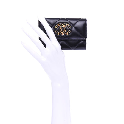 Chanel Lambskin Quilted 19 Flap Card Holder Black 2 of 9
