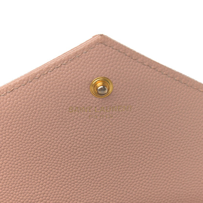 Saint Laurent Grain De Poudre Matelasse Chevron Monogram Chain Wallet Pale Pink 6 of 13