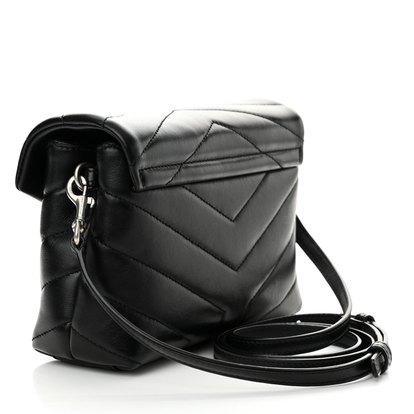 Calfskin Y Quilted Monogram Toy Loulou Crossbody Bag Black