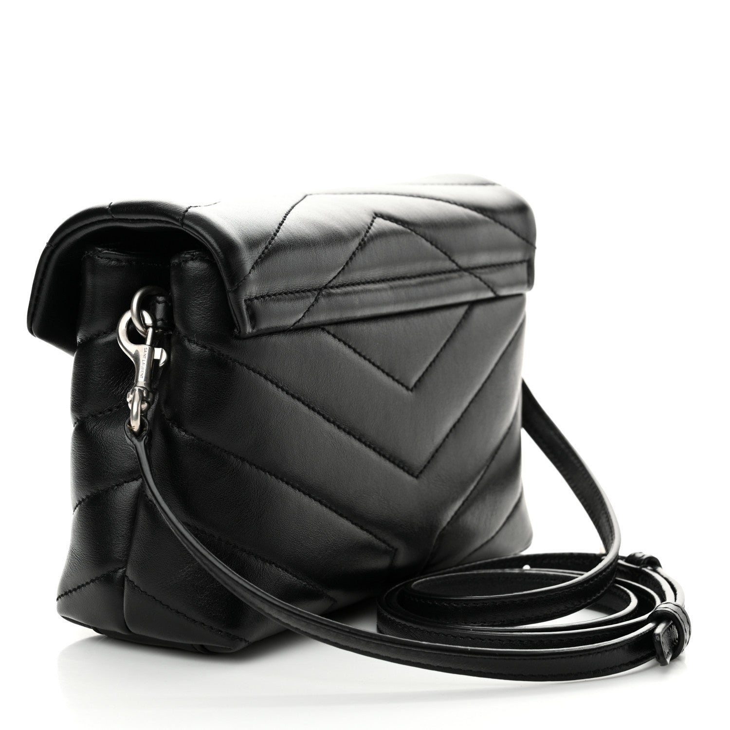 Saint Laurent Calfskin Y Quilted Monogram Toy Loulou Crossbody Bag Black 3 of 10