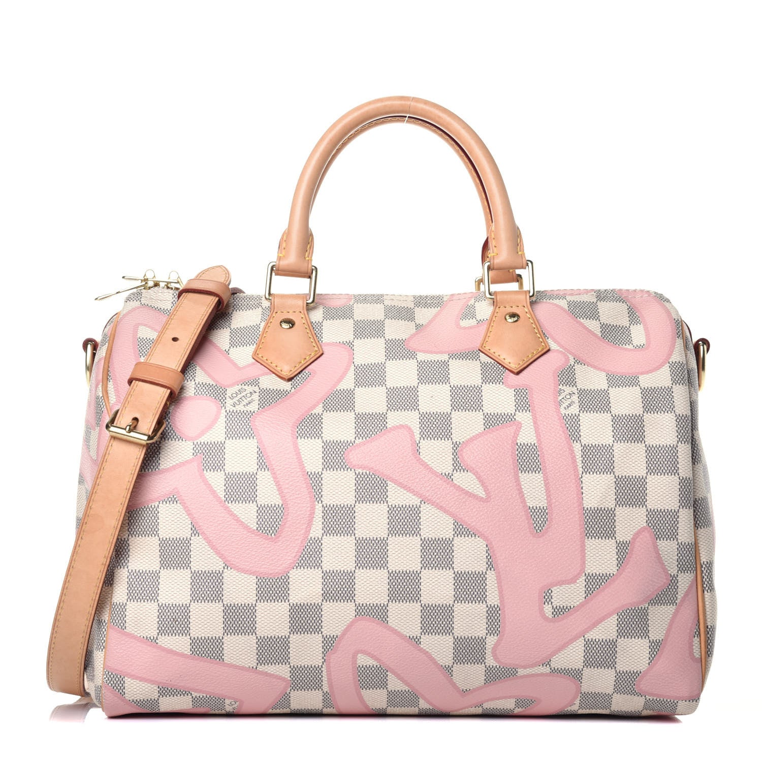 Louis Vuitton Damier Azur Tahitienne Speedy Bandouliere 30 Rose Ballerine 2 of 22