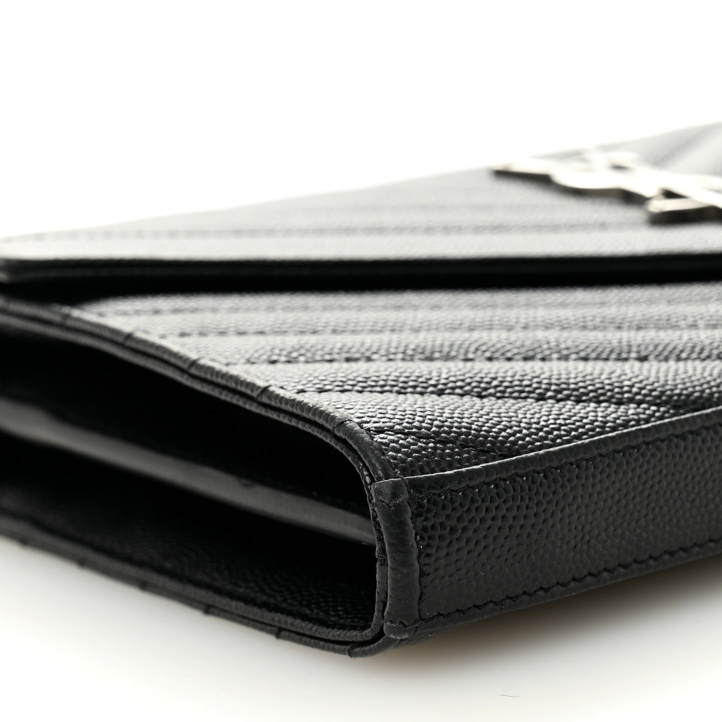 Grain De Poudre Matelasse Chevron Monogram Chain Wallet Black