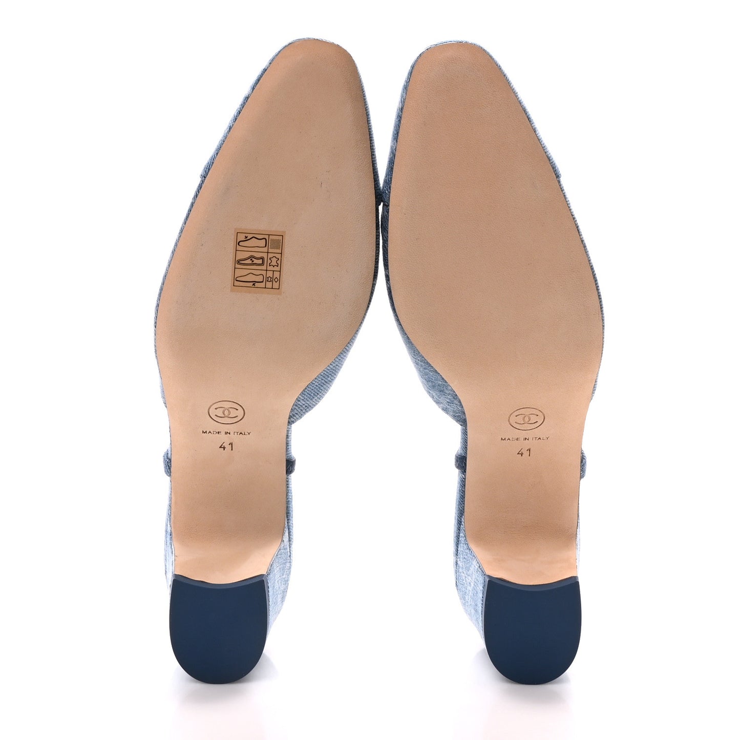 Denim Cap Toe Denim Slingback Pumps 41 Blue