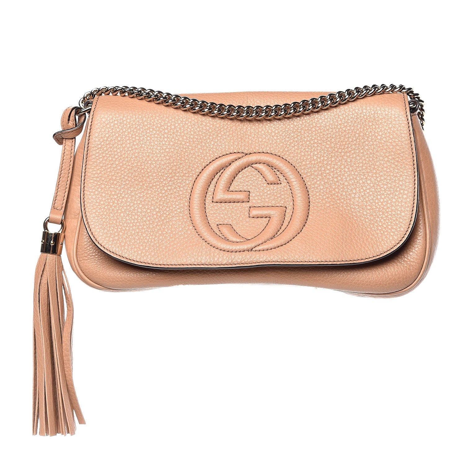 Gucci Pebbled Calfskin Medium Soho Flap Crossbody Camelia 1 of 8