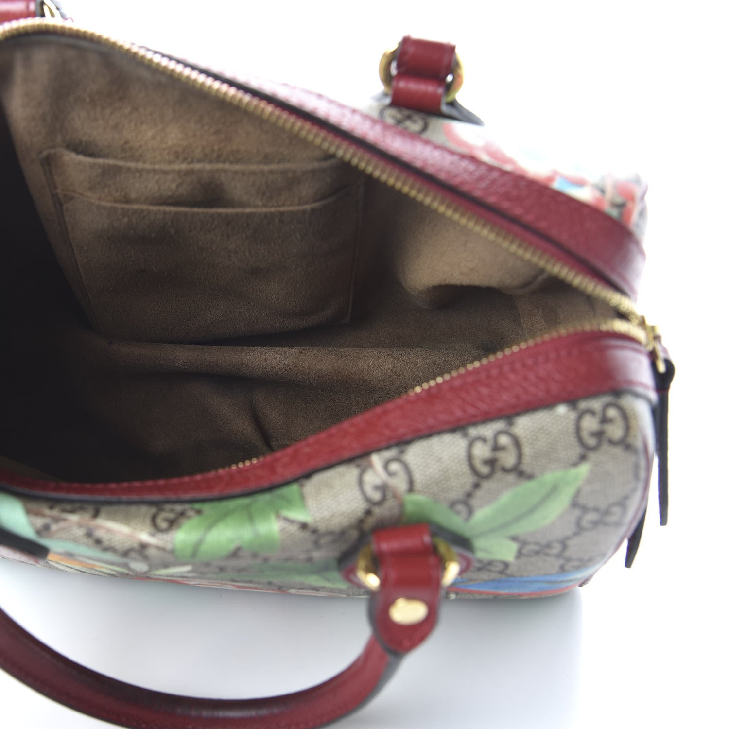 Gucci GG Supreme Monogram Tian Small Boston Beige Multicolor Red 5 of 11