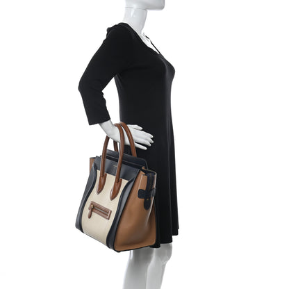 Celine Elephant Calfskin Mini Tri-Color Luggage Brown 2 of 9