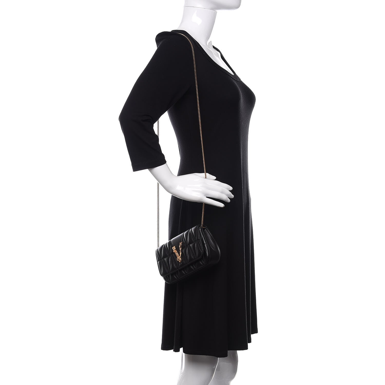 Versace Nappa Quilted Virtus Evening Bag Black 2 of 10
