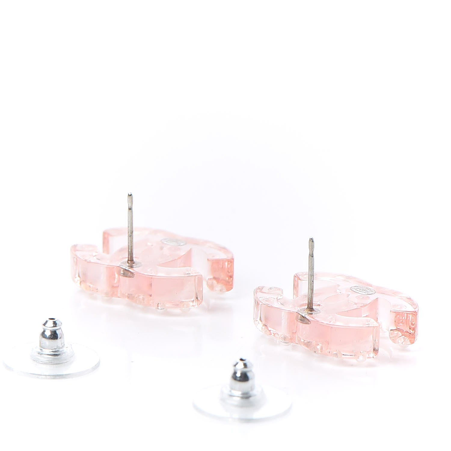 Chanel Crystal Resin CC Earrings Pink 3 of 5