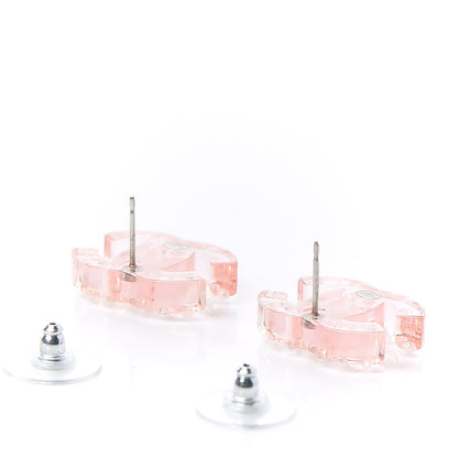 Chanel Crystal Resin CC Earrings Pink 3 of 5