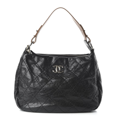 Chanel Glazed Calfskin On The Road Hobo Black 1 of 10