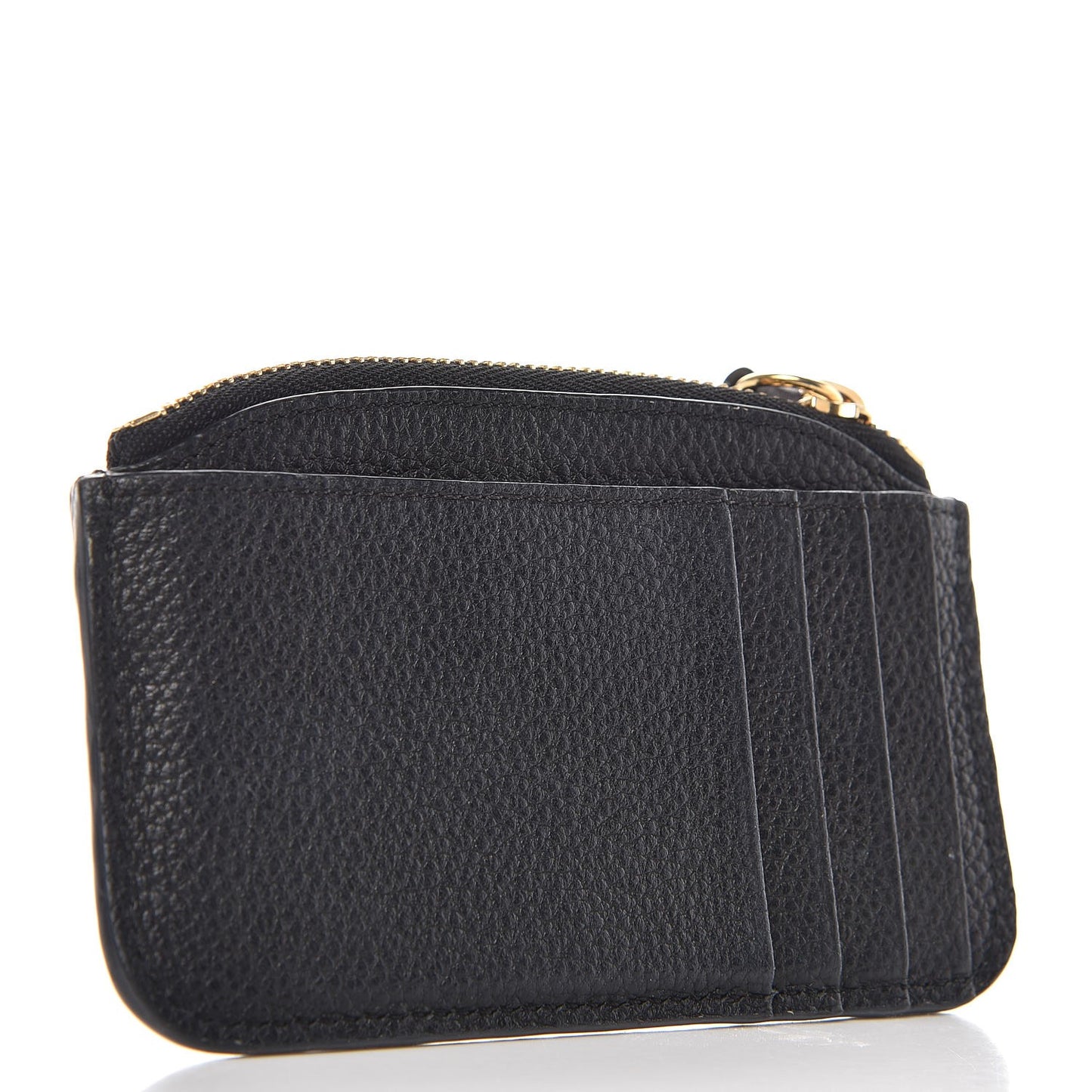 Calfskin Top Zip Card Case Black