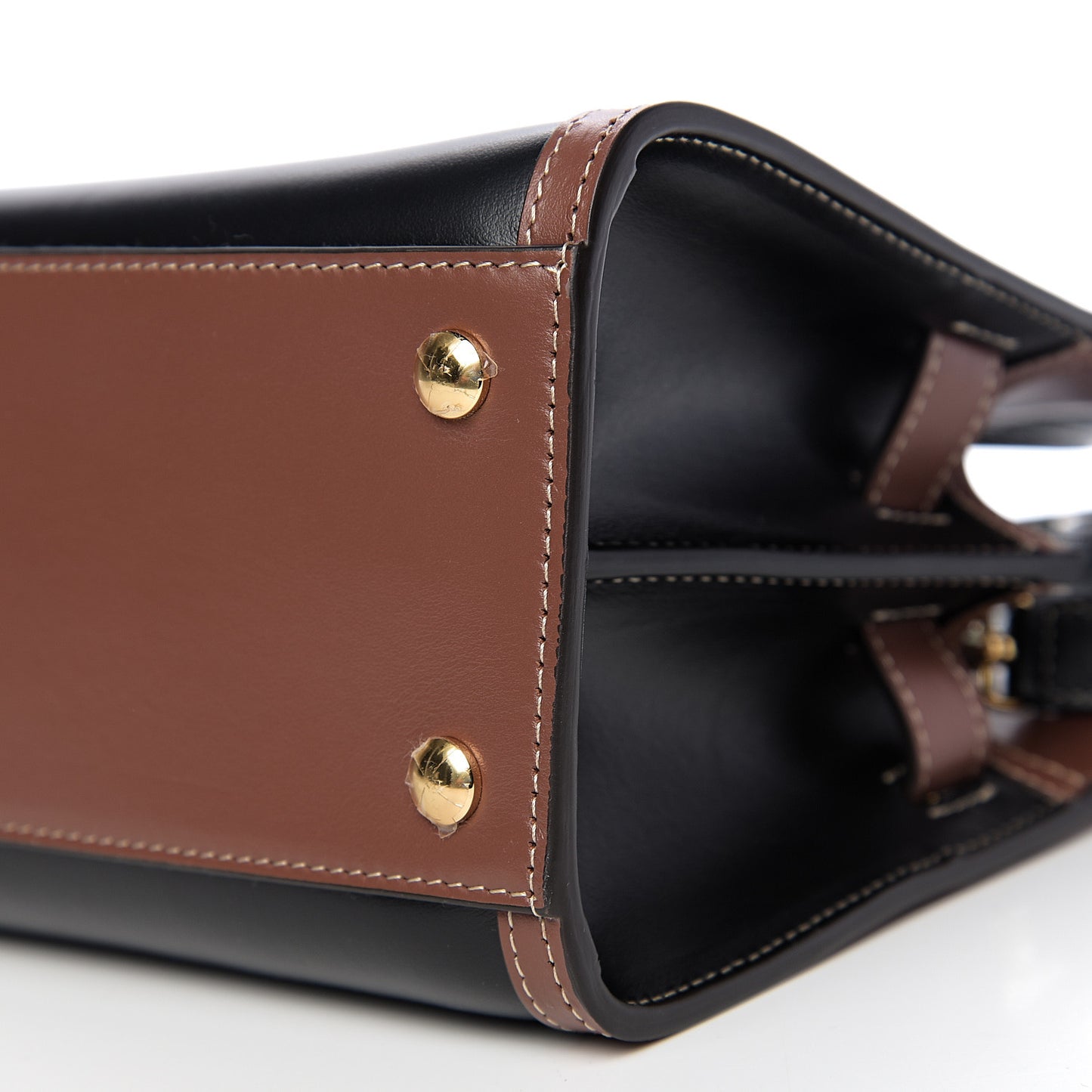 Calfskin Vintage Check Mini Two Handle Title Bag Black