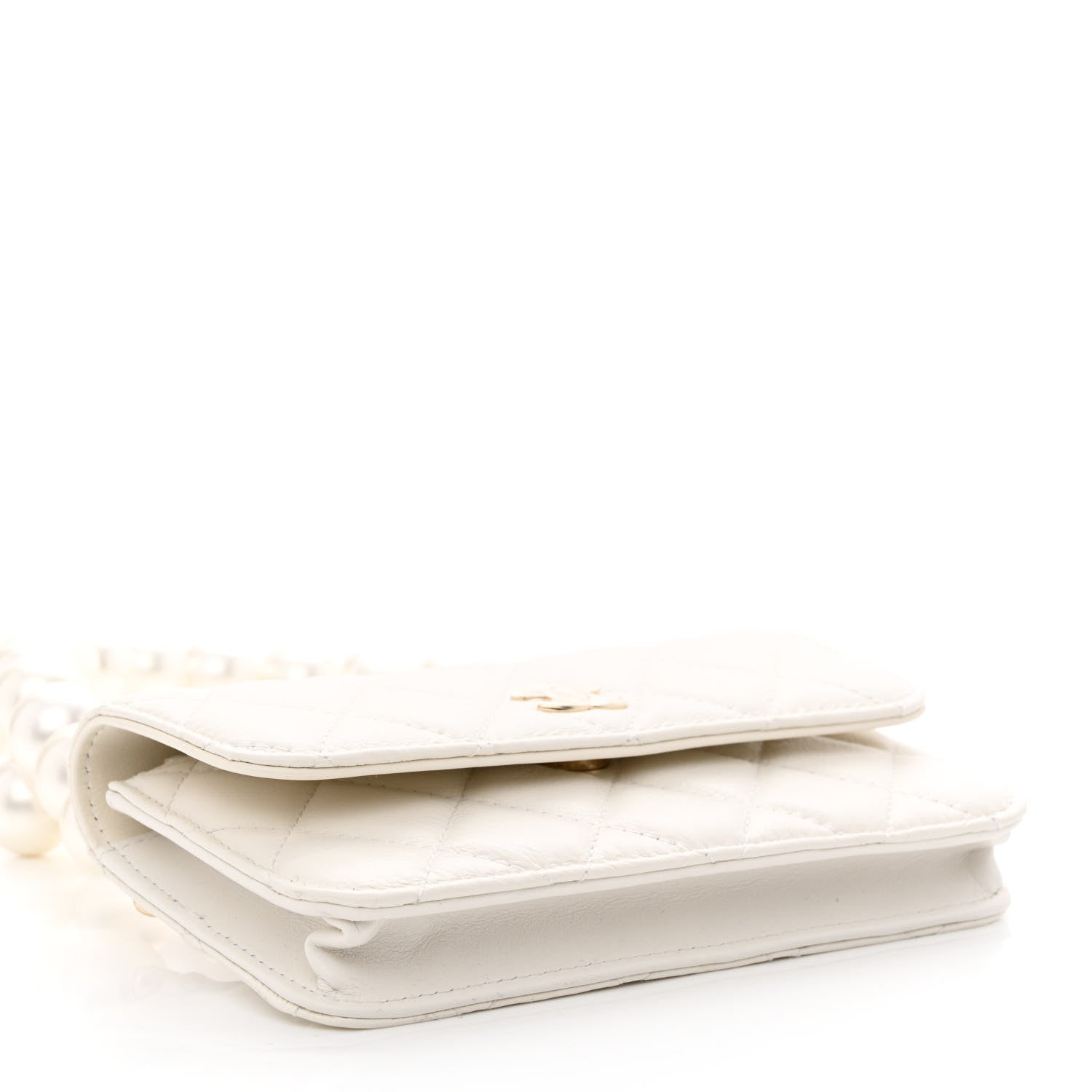 Chanel Calfskin Quilted Maxi Pearls Clutch With Chain White 4 of 14