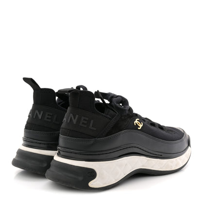 Chanel Velvet Calfskin Mixed Fibers CC Sneakers 40 Black 5 of 12