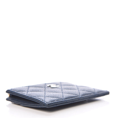 Chanel Metallic Caviar Quilted CC Zip Card Holder Dark Blue 4 of 9