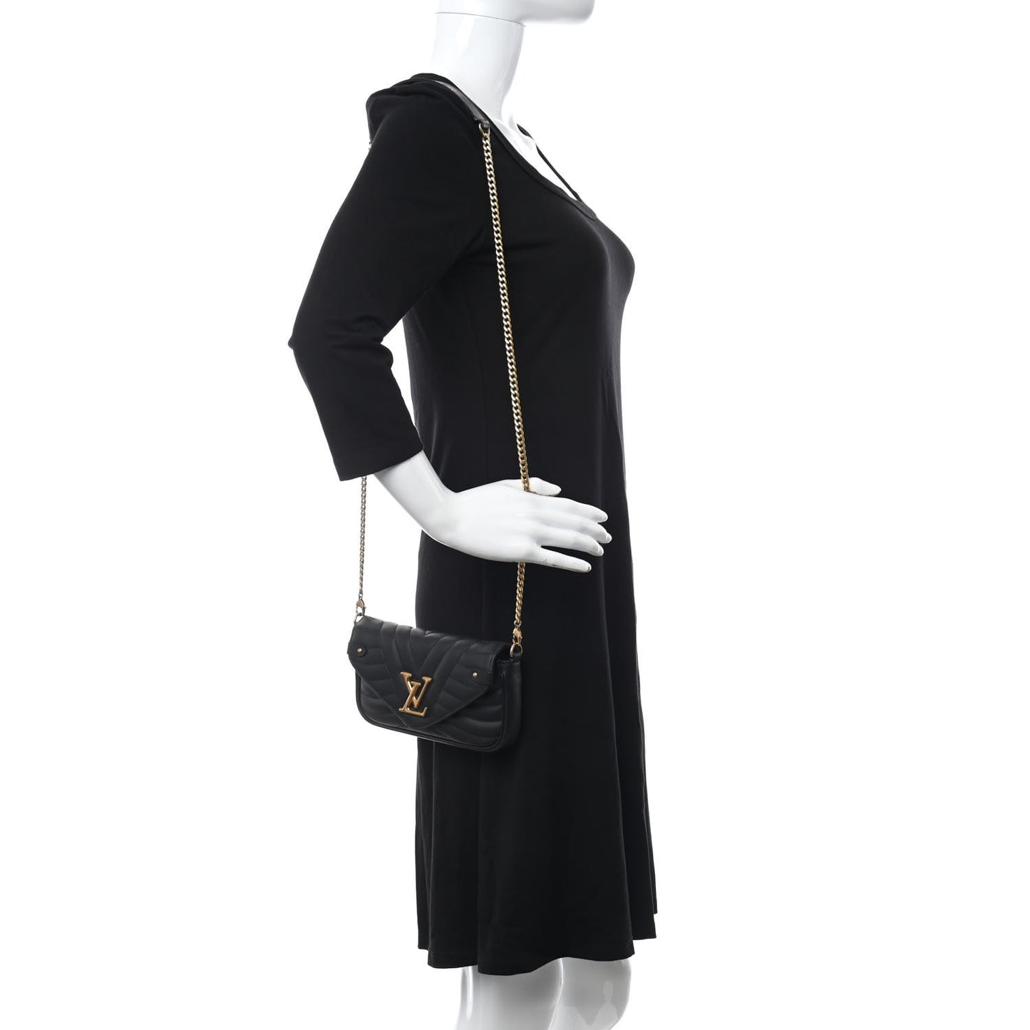 Calfskin New Wave Chain Pochette Black
