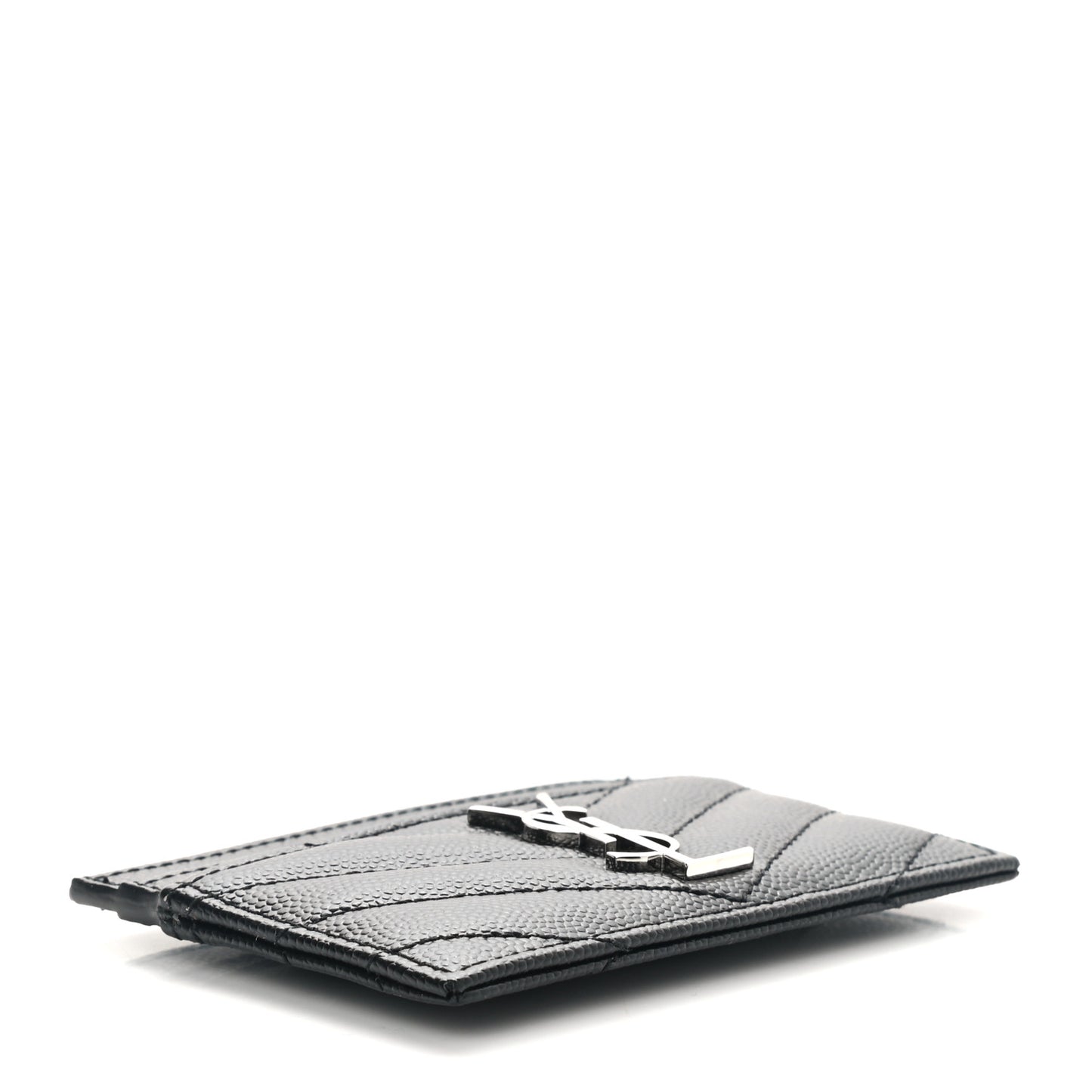Grain De Poudre Matelasse Chevron Monogram Credit Card Case Black