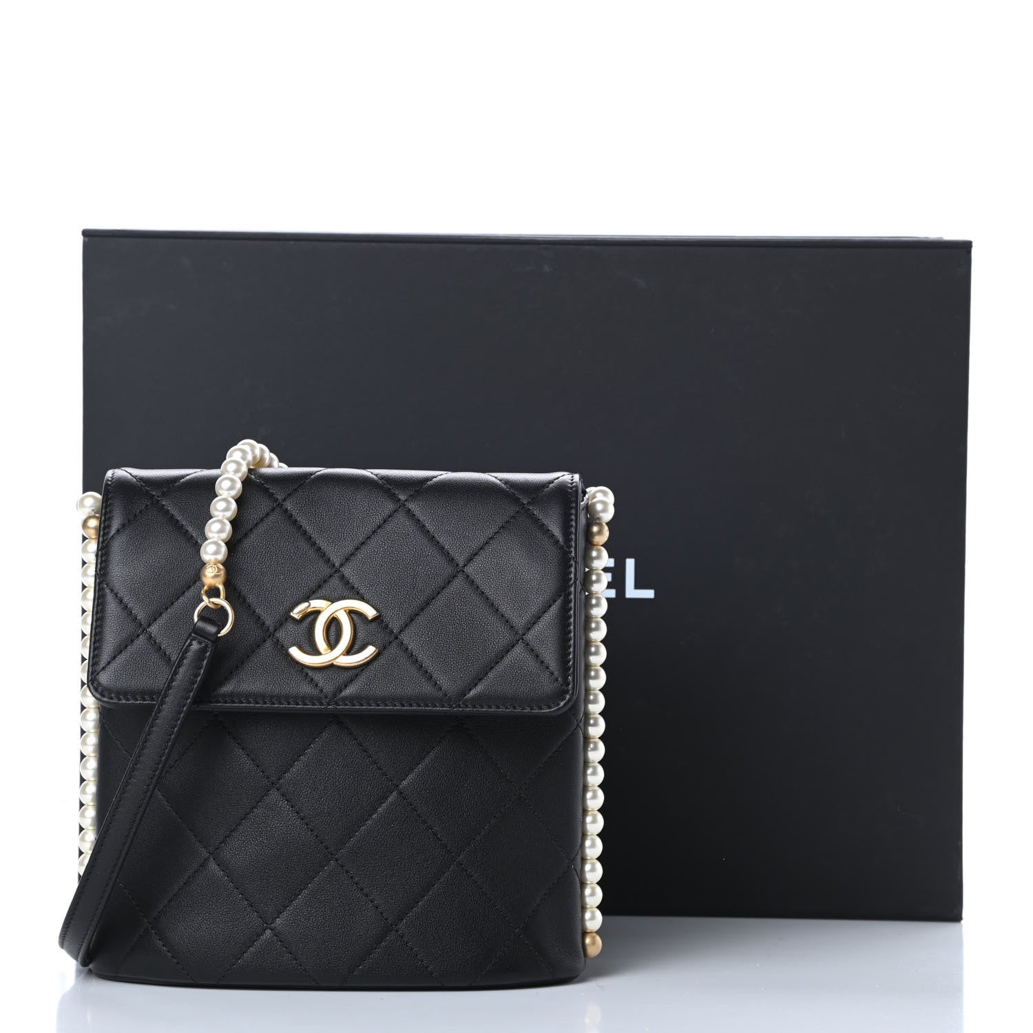 Chanel Calfskin Quilted Pearl Small About Pearls Hobo Bag Black 12 of 13