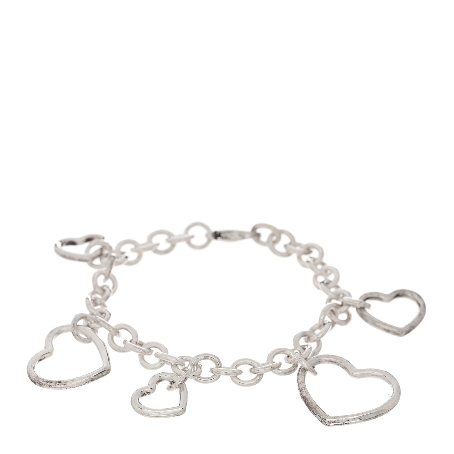 Sterling Silver 5 Heart Charm Bracelet